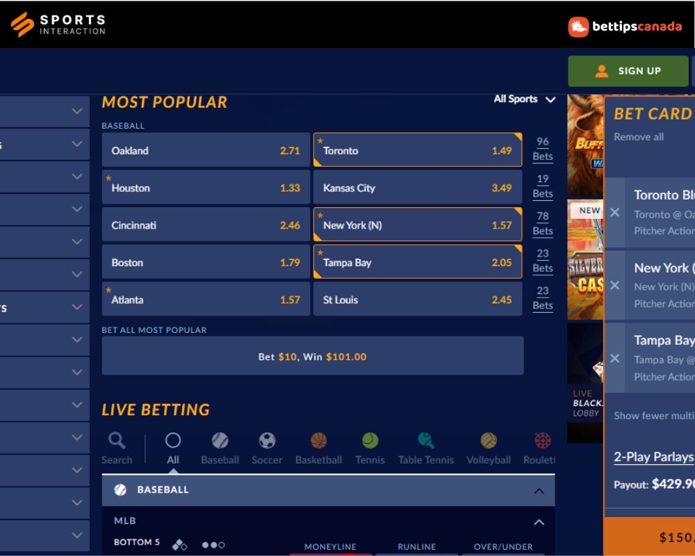 Main Page Sports Interaction